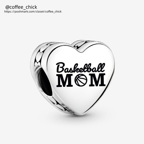 Pandora Engravable Basketball Mom Heart Charm - Picture 1 of 2